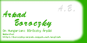 arpad boroczky business card
