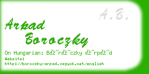 arpad boroczky business card